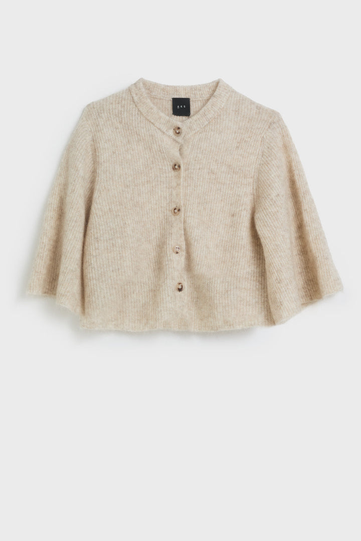 Christian Aks hvetebeige cardigan - forfra