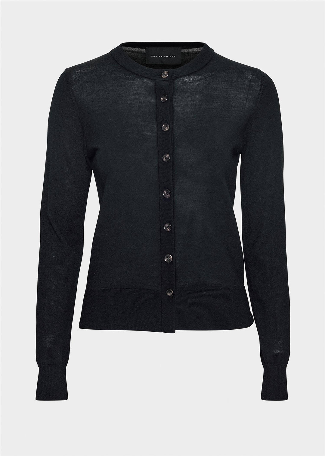 Christian Aks svart cardigan - forfra