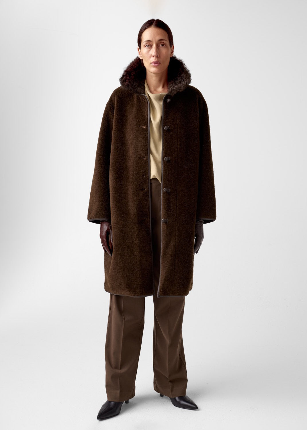 Elda Lamb Fur Coat , Espresso