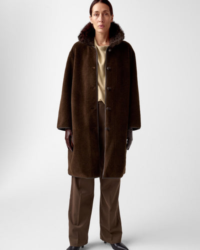 Elda Lamb Fur Coat , Espresso