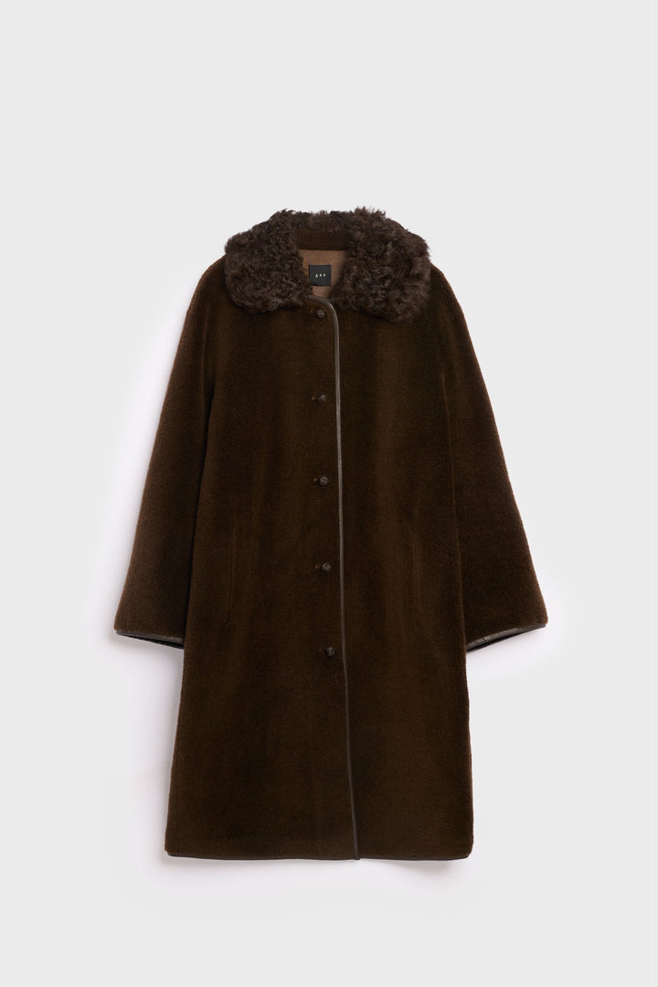 Elda Lamb Fur Coat , Espresso
