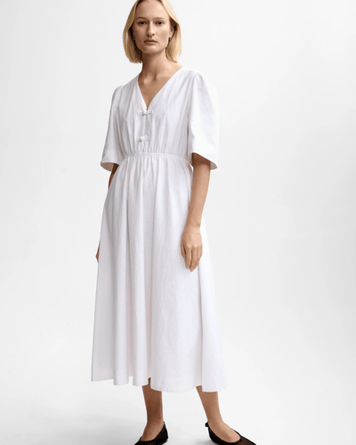 Monica Linen Dress, White