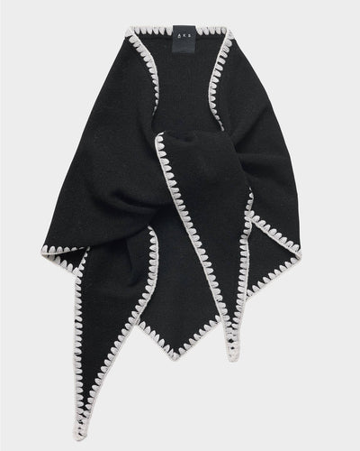 Mina Stitched Merino Scarf, Black