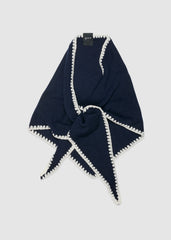 Mina Stitched Merino Scarf, Navy