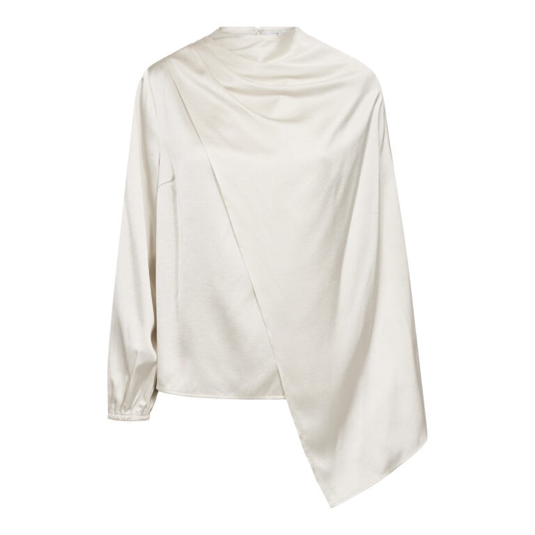 IdunCC Cape LS Blouse, OffWhite