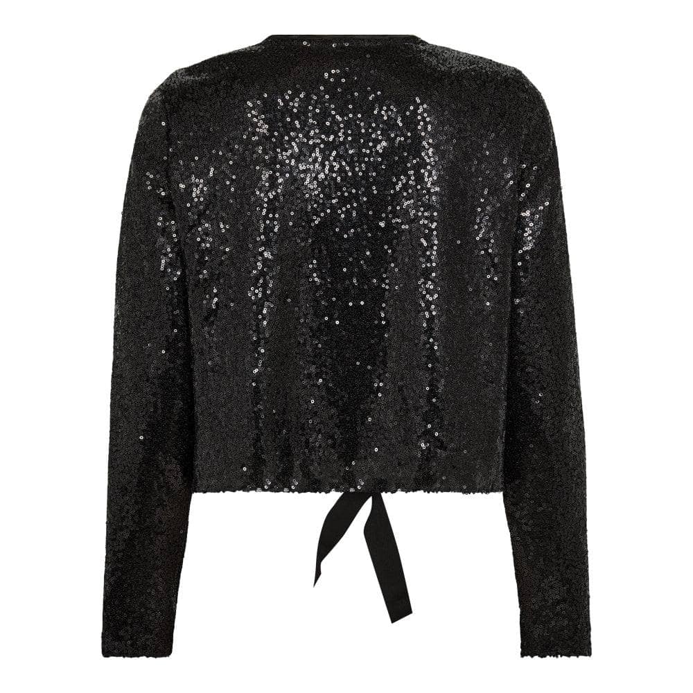 StevieCC Sequin LS Bow Blouse, Black