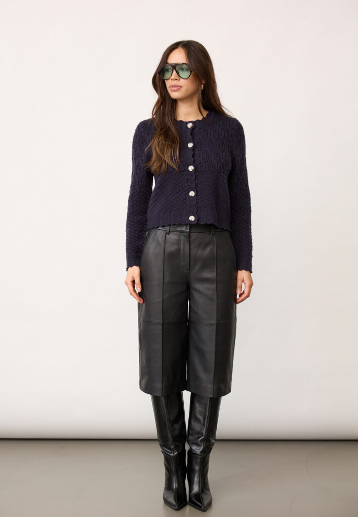 RowCC Pointelle Cardigan, Navy