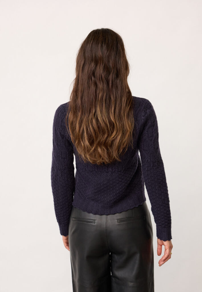 RowCC Pointelle Cardigan, Navy