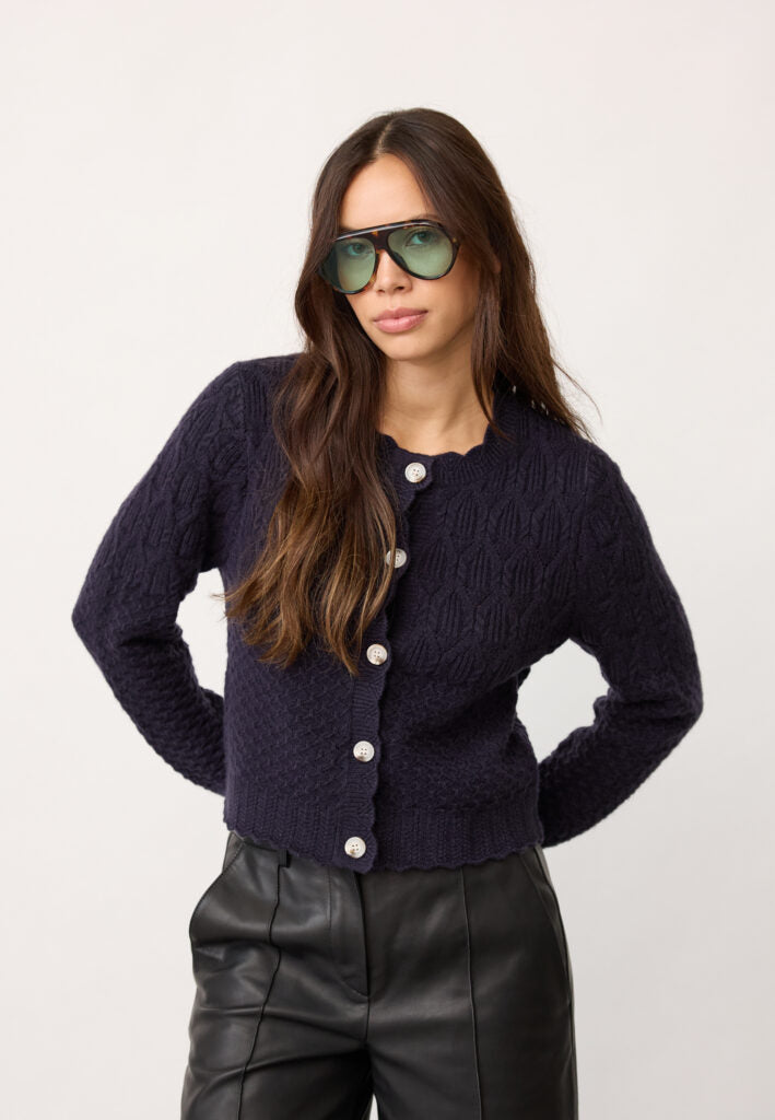 RowCC Pointelle Cardigan, Navy