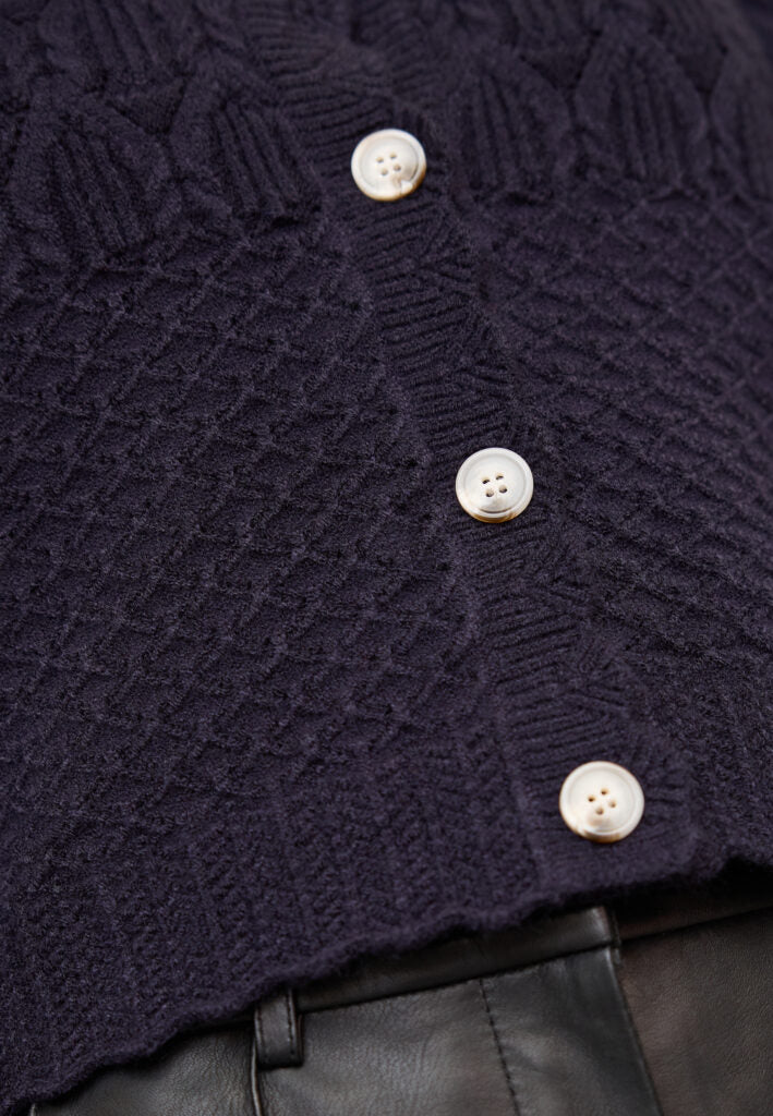 RowCC Pointelle Cardigan, Navy