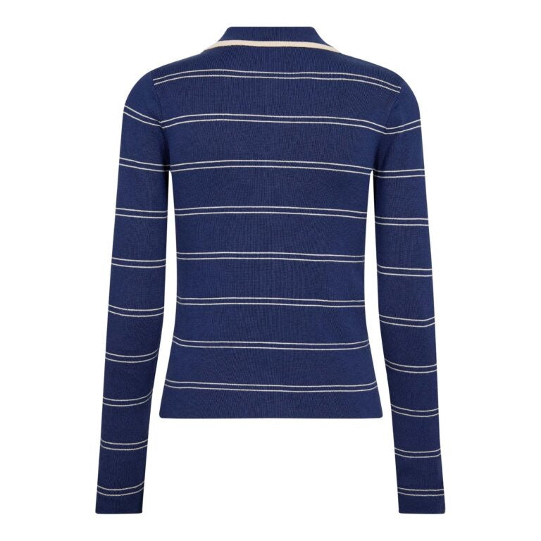 LueCC Stripe Polo Knit, Blue