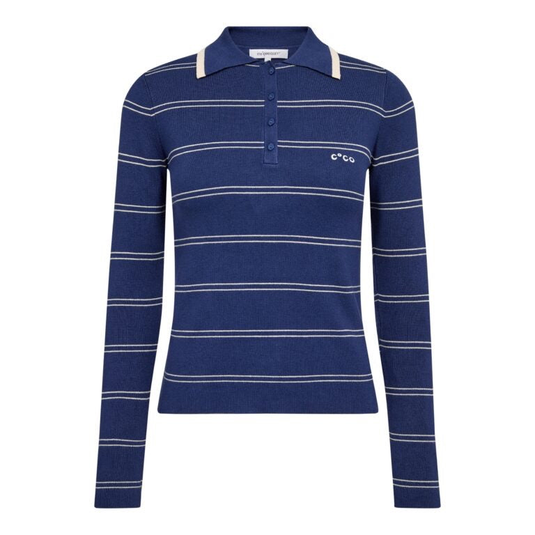 LueCC Stripe Polo Knit, Blue