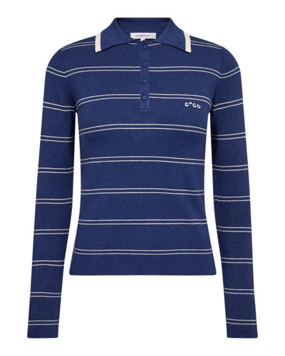 LueCC Stripe Polo Knit, Blue