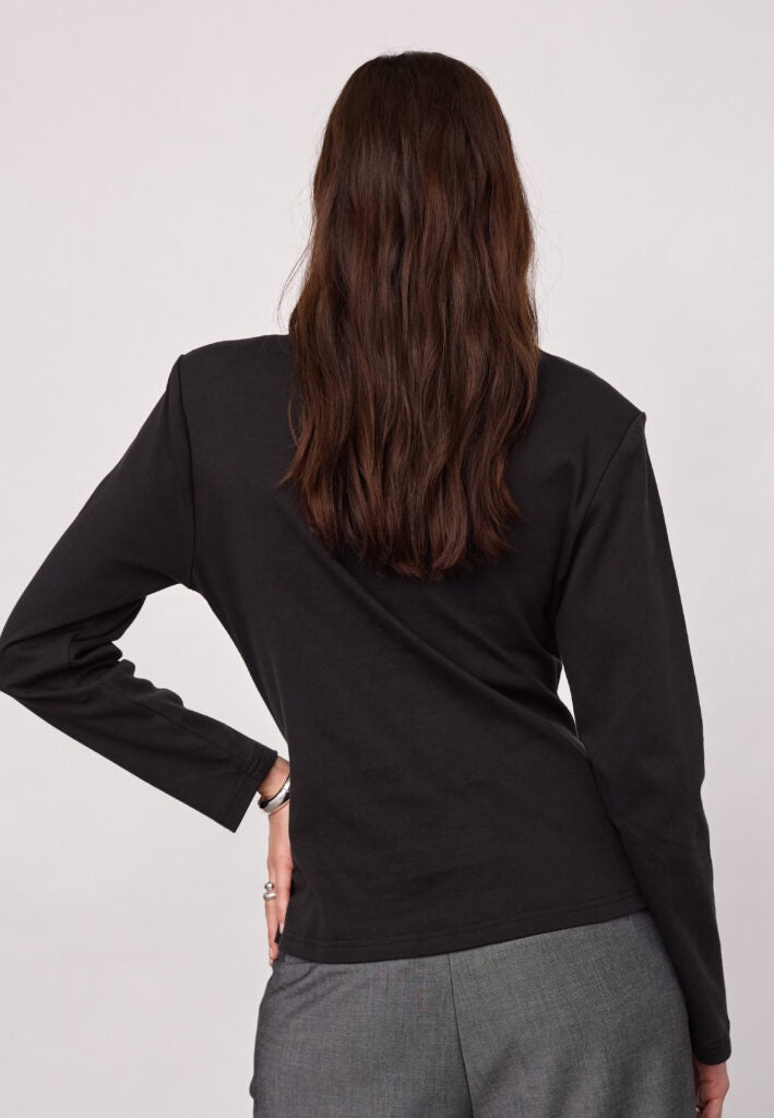OrianeCC LS Pleat Tie Tee, Black