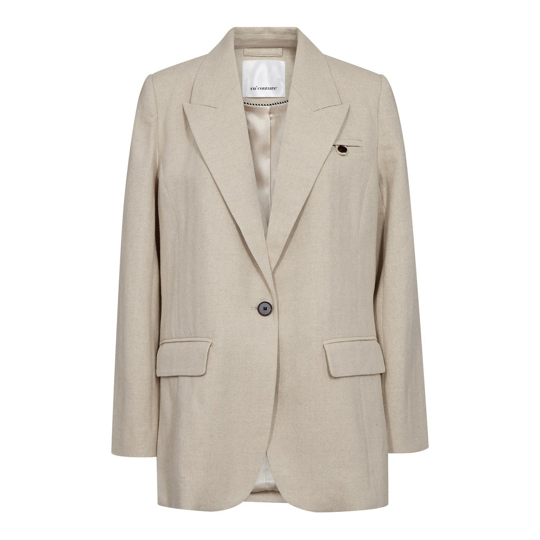 LeenaCC Linen Fitted Blazer, Bone