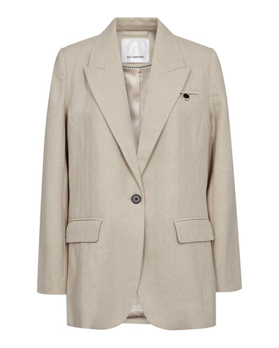 LeenaCC Linen Fitted Blazer, Bone