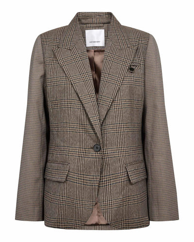 VeyaCC Check Fitted Blazer, Brown
