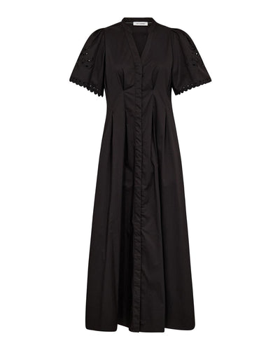 PoppyCC Emb Pleat Dress, Black