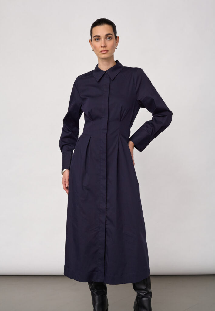 SannaCC Shirt Long Dress, Navy