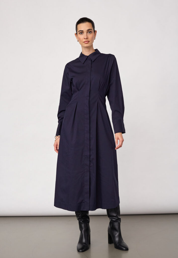 SannaCC Shirt Long Dress, Navy