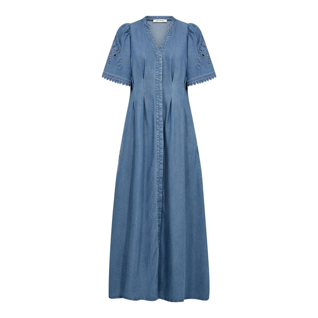 Co'couture denimblå kjole puffermer - helfigur