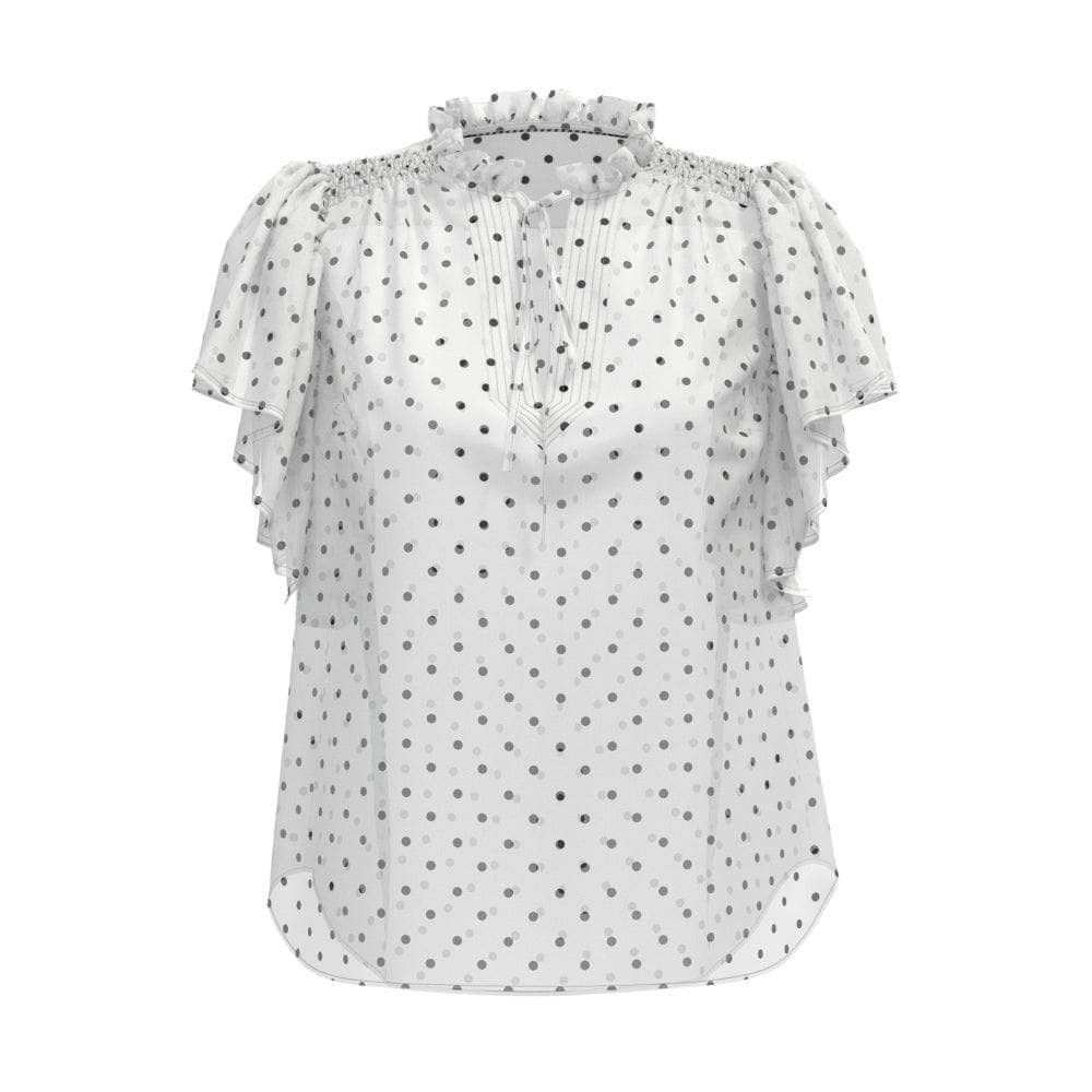 Dione Dot Frill Top, Offwhite