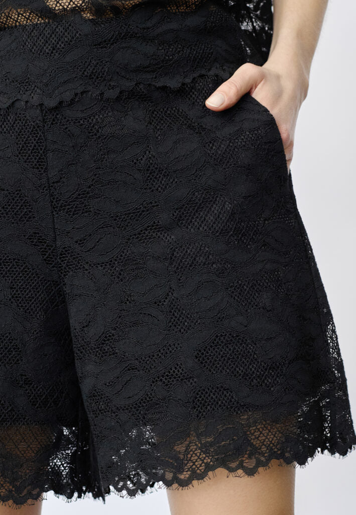 Co'couture svart shorts med blonder - detaljbilde