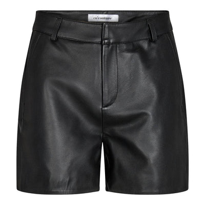 Phoebe Midi Leather Shorts, Black