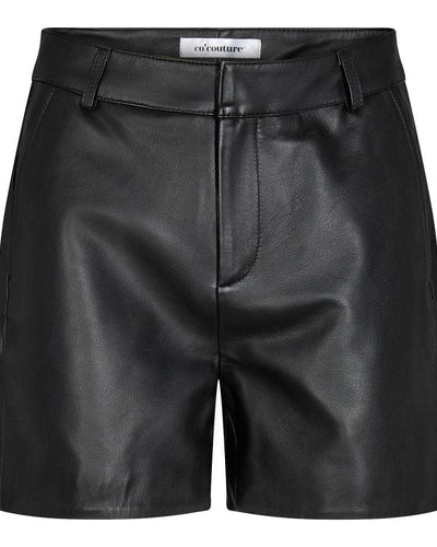 Phoebe Midi Leather Shorts, Black