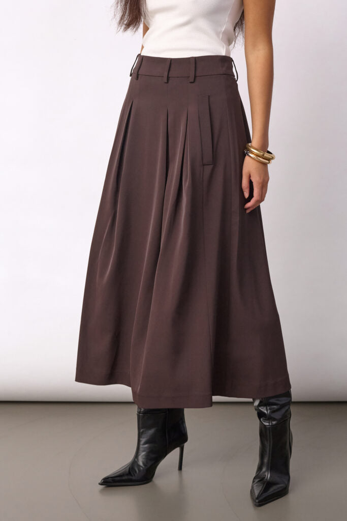 AliniCC Anya Pleat Skirt, Dark Brown