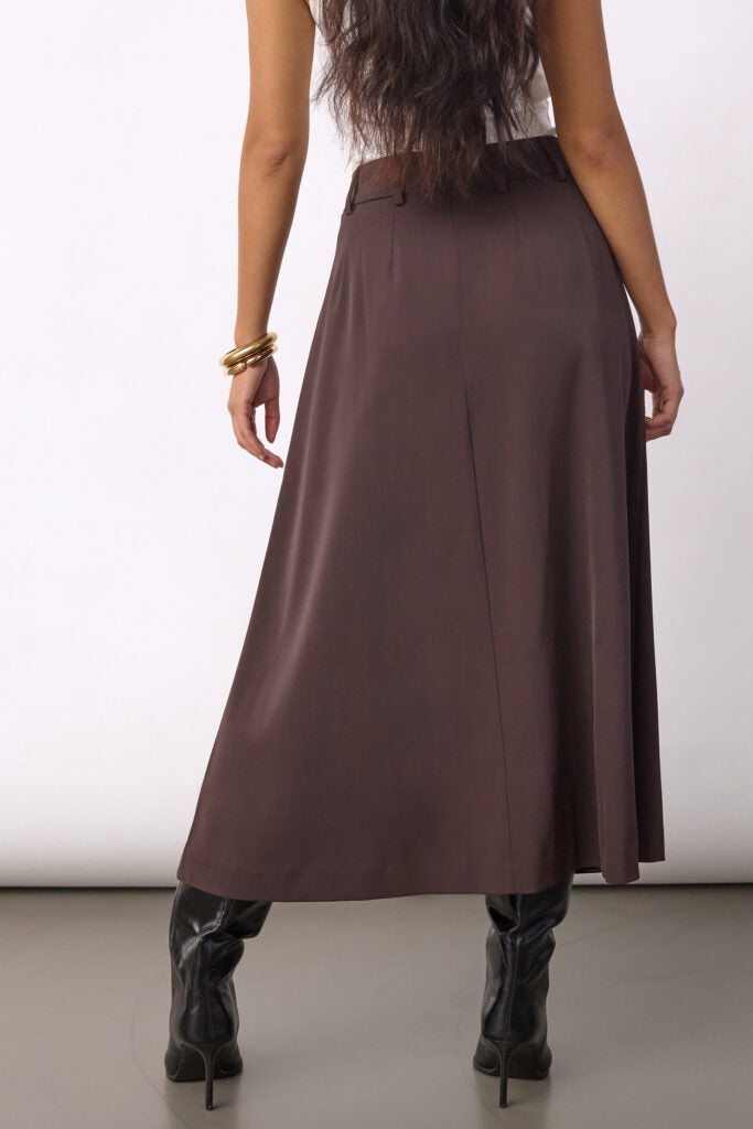 AliniCC Anya Pleat Skirt, Dark Brown