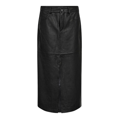 Phoebe Leather Skirt, Black