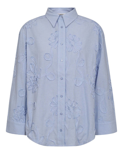 XavierCC Stripe Flower Shirt, Pale Blue