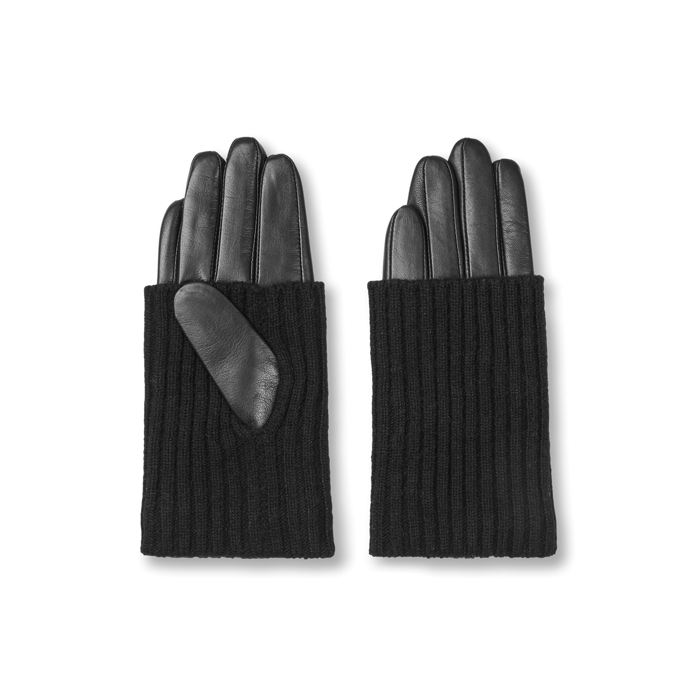 Day Leather Knit Glove, Black