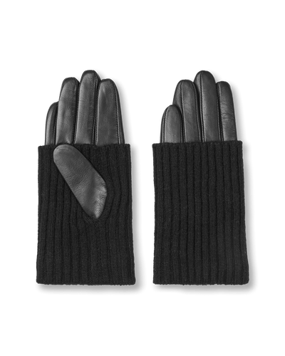 Day Leather Knit Glove, Black