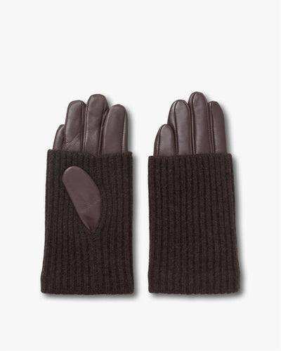 Day Leather Knit Glove, Chocolate Plum