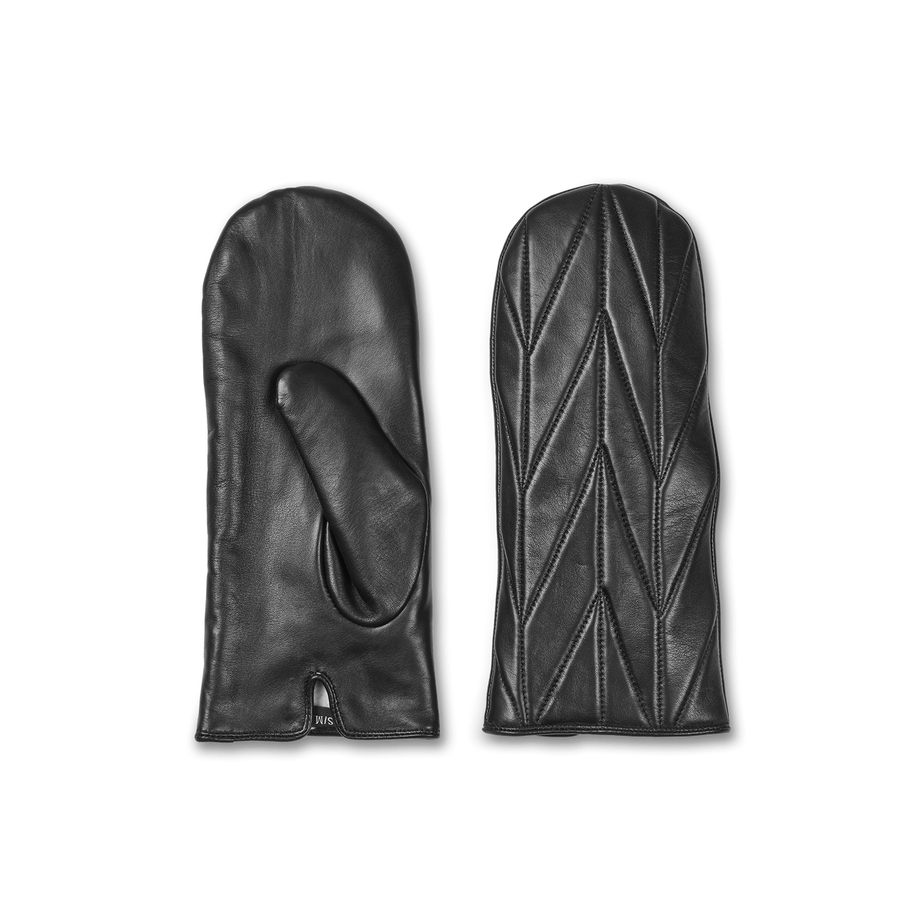 Day Leather Quilt Mitten, Black