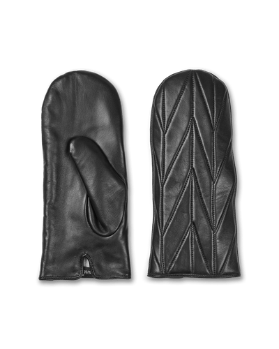 Day Leather Quilt Mitten, Black