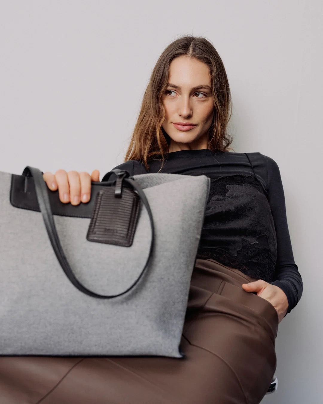 Day Melange Work Bag, Medium Grey Melange