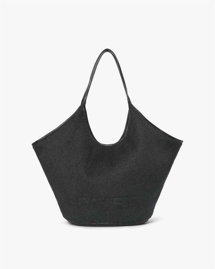Day Woolen Shoulder Bag, Dk Grey Mel