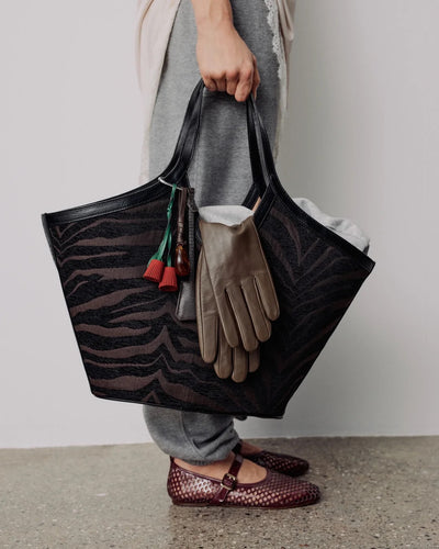 Day Zebra Work Tote, Coffee Bean