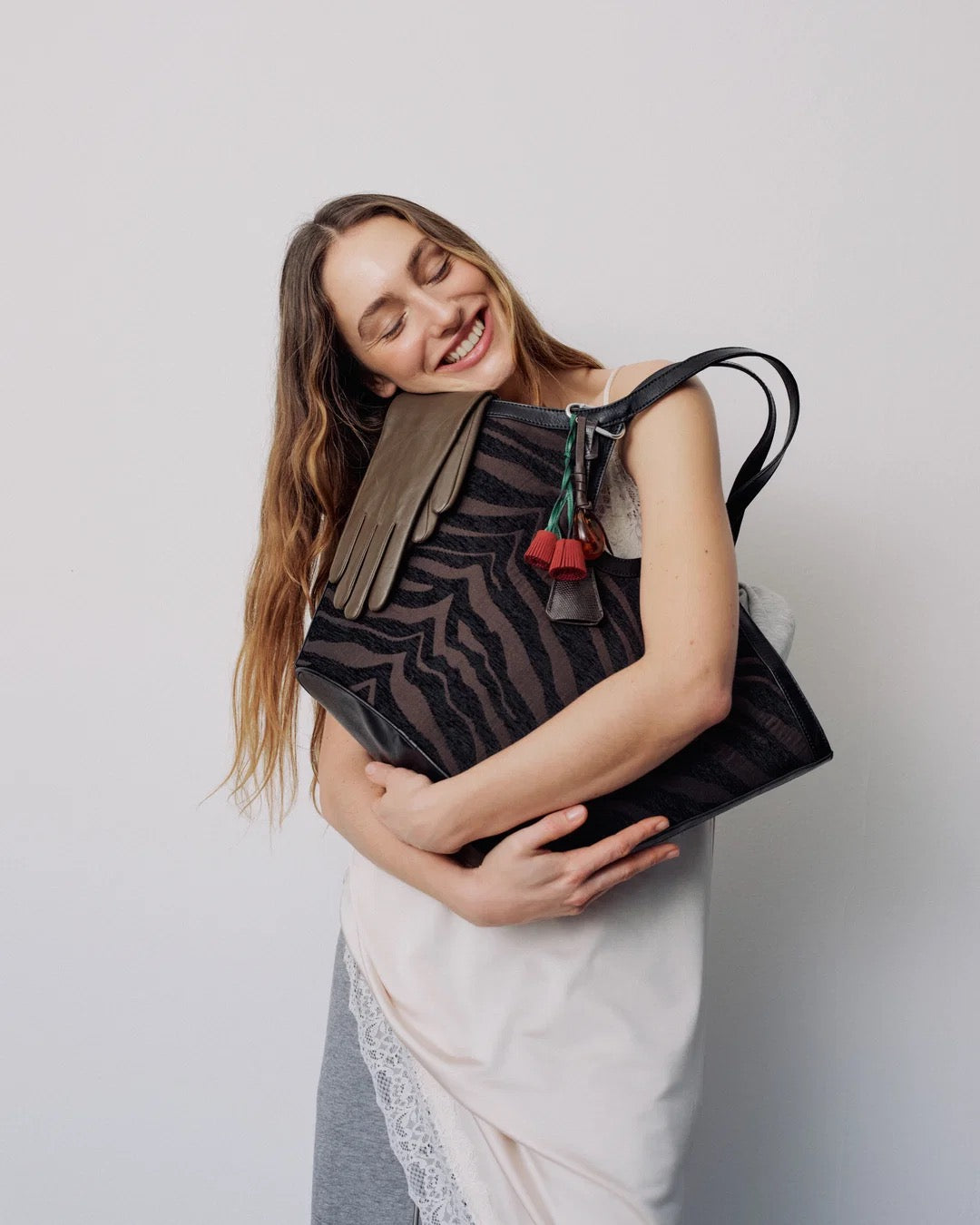 Day Zebra Work Tote, Coffee Bean