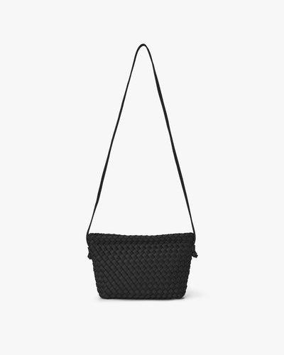 Small Hand-Braided Neoprene Crossbody Pouch, Black