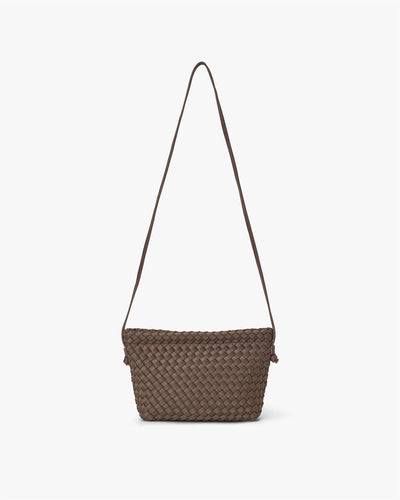 Small Hand-Braided Neoprene Crossbody Pouch, Major Brown