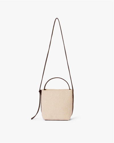 Small Structured Twill Crossbody Veske, Whitecap Gray