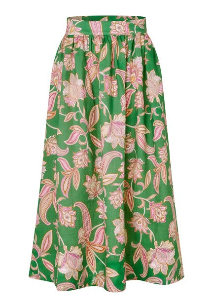 EddaDea Skirt, Paisley Full Green