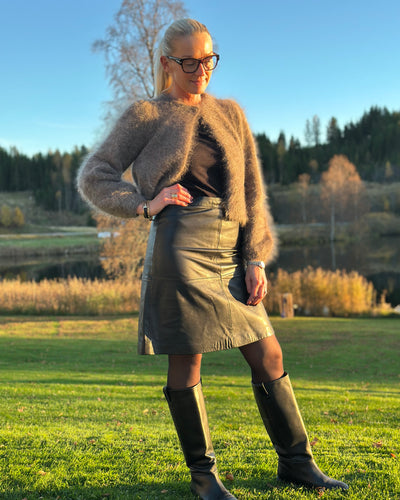 Leather A-Line Skirt, Black