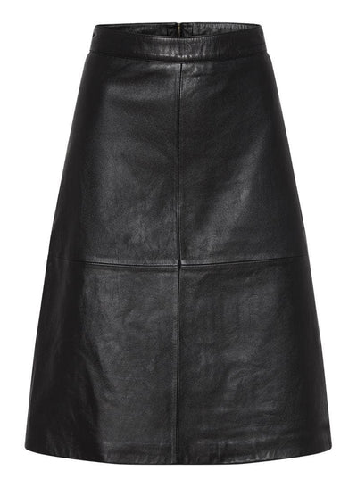 Leather A-Line Skirt, Black