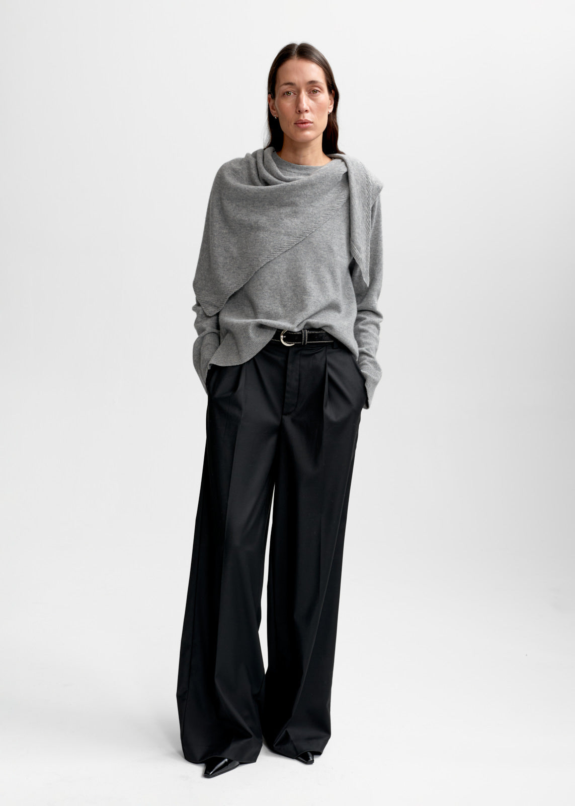 Mira Wool Cash Scarf, M. Grey Mel fra Christian Aks - bilde 2