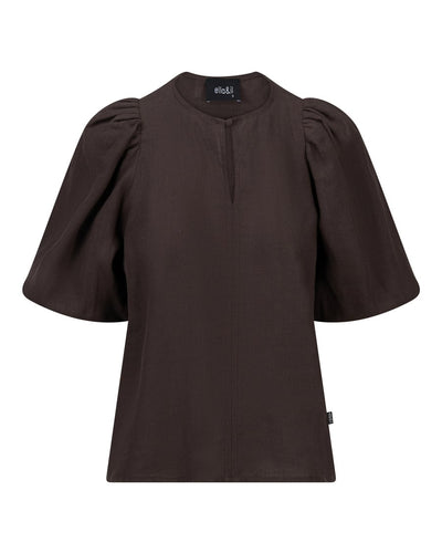 Anna Linen Top, Dark Brown